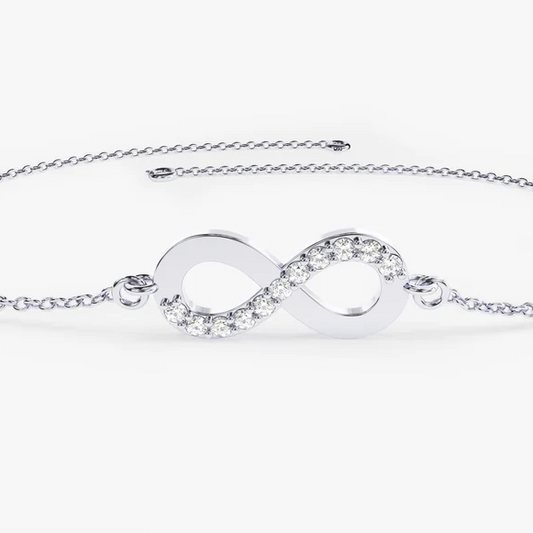 14k Solid Gold Infinity Moissanite Bracelet for Women  customdiamjewel Sterling Silver White Gold VVS-EF