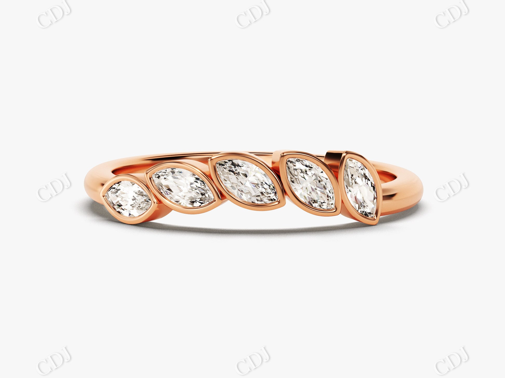 0.50CTW Bezel Set Marquise Lab Grown Diamond Matching Band  customdiamjewel 10KT Rose Gold VVS-EF