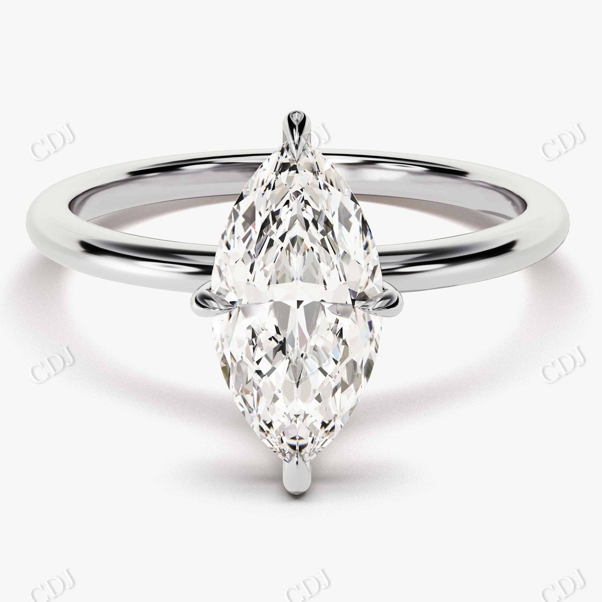 Dutch Marquise Cut Solitaire Moissanite Engagement Ring  customdiamjewel 10KT White Gold VVS-EF