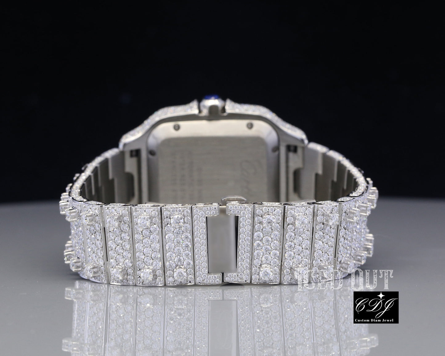 Stainless Steel Custom Diamond Cartier Watch (28CT)