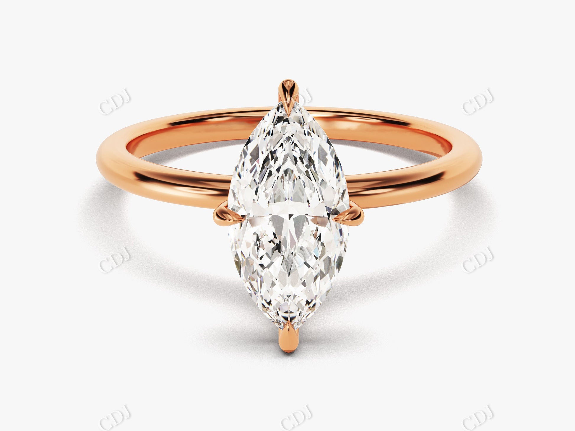 Dutch Marquise Cut Solitaire Moissanite Engagement Ring  customdiamjewel 10KT Rose Gold VVS-EF