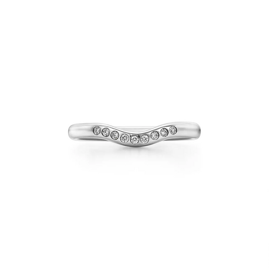 0 .06 CTW Round Cut Real Diamond Curved Wedding Band  customdiamjewel 10KT White Gold VVS-EF