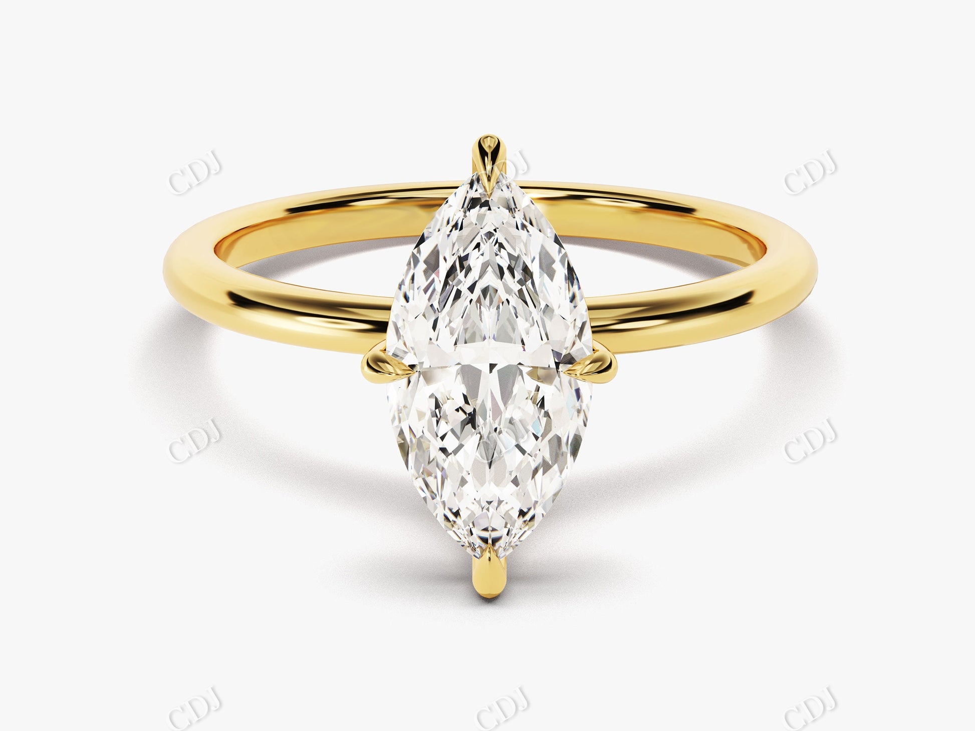 Dutch Marquise Cut Solitaire Moissanite Engagement Ring  customdiamjewel 10KT Yellow Gold VVS-EF