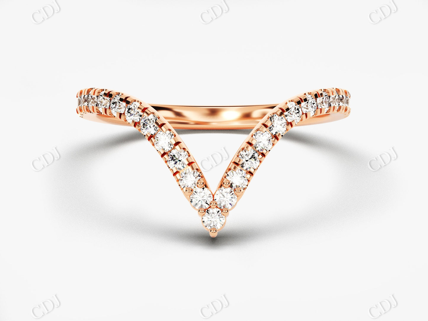 0.40CTW Chevron CVD Diamond Minimalist Wedding Band  customdiamjewel 10KT Rose Gold VVS-EF