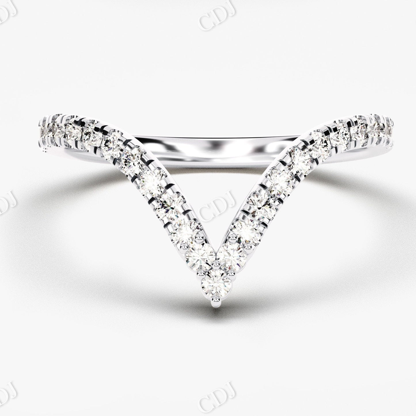 0.40CTW Chevron CVD Diamond Minimalist Wedding Band  customdiamjewel 10KT White Gold VVS-EF