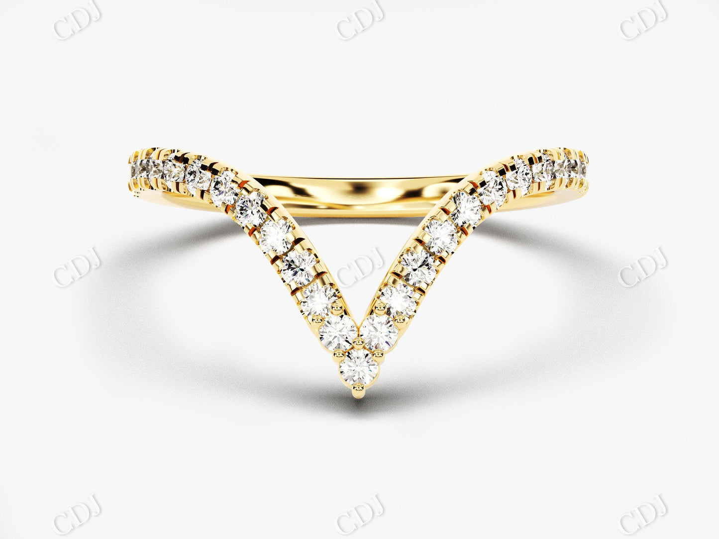 0.40CTW Chevron CVD Diamond Minimalist Wedding Band  customdiamjewel 10KT Yellow Gold VVS-EF