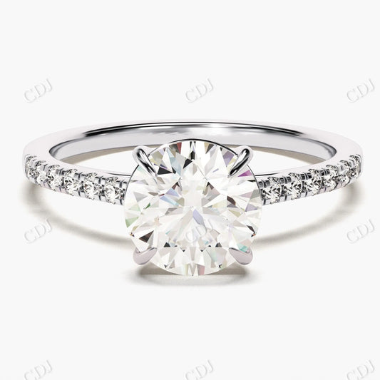2.21CTW Pave Set Round Cut Moissanite Engagement Ring  customdiamjewel 10KT White Gold VVS-EF