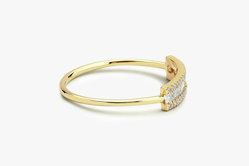 0.34CTW Baguette And Round Cut Natural Diamond Solid Gold Ring  customdiamjewel   