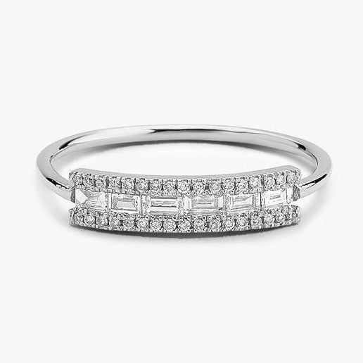 0.34CTW Baguette And Round Cut Natural Diamond Solid Gold Ring  customdiamjewel 10 KT Solid Gold White Gold VVS-EF