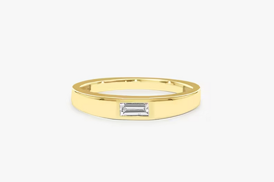 0.15CTW Minimalistic Lab Grown Diamond Baguette Cut Ring  customdiamjewel Sterling Silver Yellow Gold VVS-EF