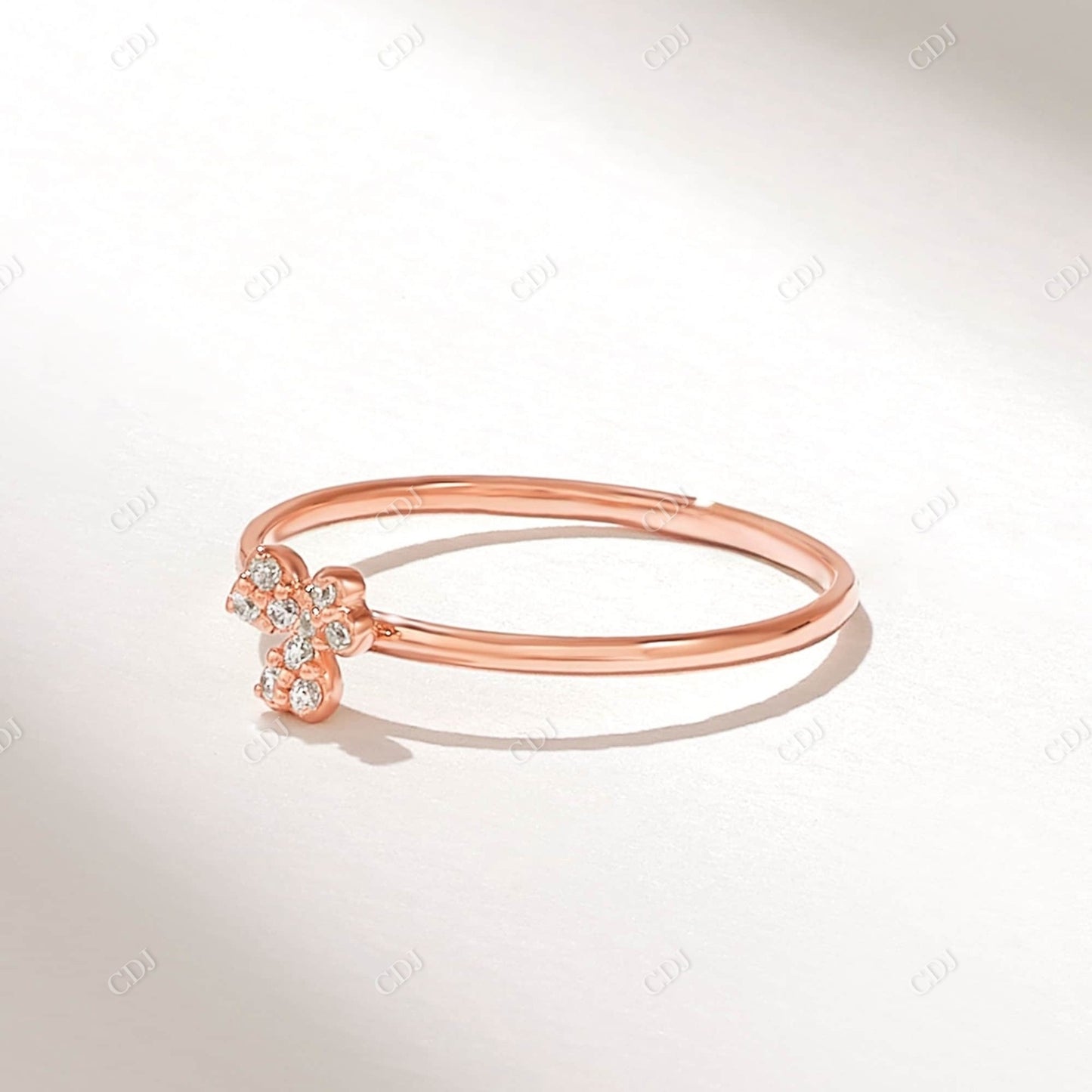 0.06CTW Earth Mine Diamond Tiny Promise Ring  customdiamjewel 10KT Rose Gold VVS-EF