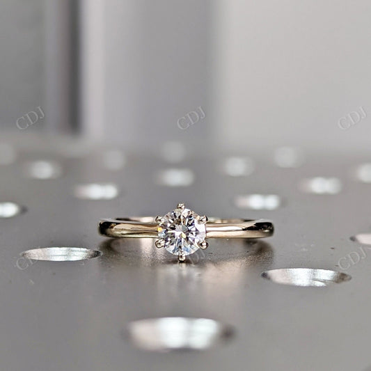 Round Moissanite Yellow Gold Solitaire Engagement Ring  customdiamjewel 10KT Yellow Gold VVS-EF