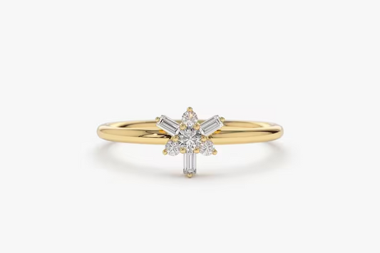 0.12CTW Multi Stone Lab Grown Diamond Engagement Ring  customdiamjewel Sterling Silver Yellow Gold VVS-EF