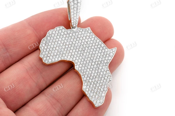 7.00CTW Africa Continent Solid Gold Diamond Pendant customdiamjewel