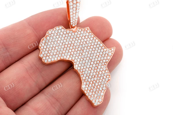 7.00CTW Africa Continent Solid Gold Diamond Pendant customdiamjewel