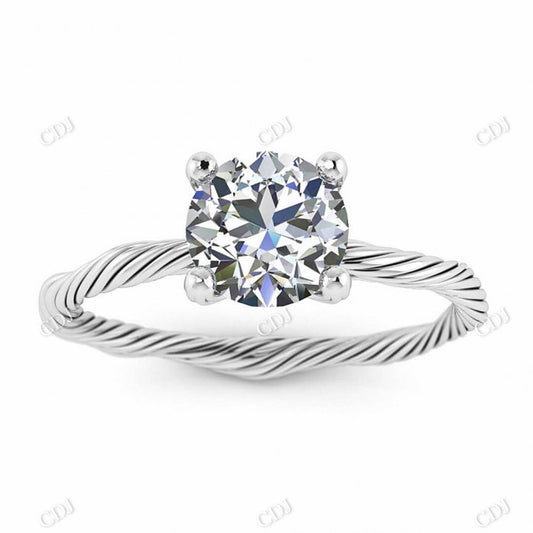 Antique Shape Moissanite Infinity Twisted Band Solitaire Ring  customdiamjewel 10KT White Gold VVS-EF