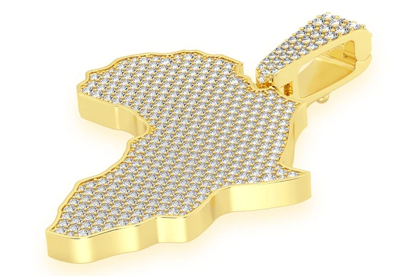 7.00CTW Africa Continent Solid Gold Diamond Pendant customdiamjewel