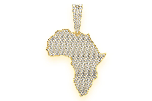 7.00CTW Africa Continent Solid Gold Diamond Pendant customdiamjewel