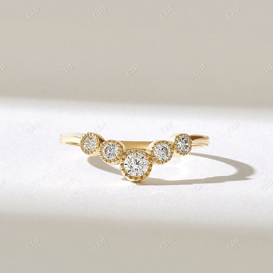 Natural Diamond Bezel Set Curved Wedding Band  customdiamjewel 10KT Yellow Gold VVS-EF