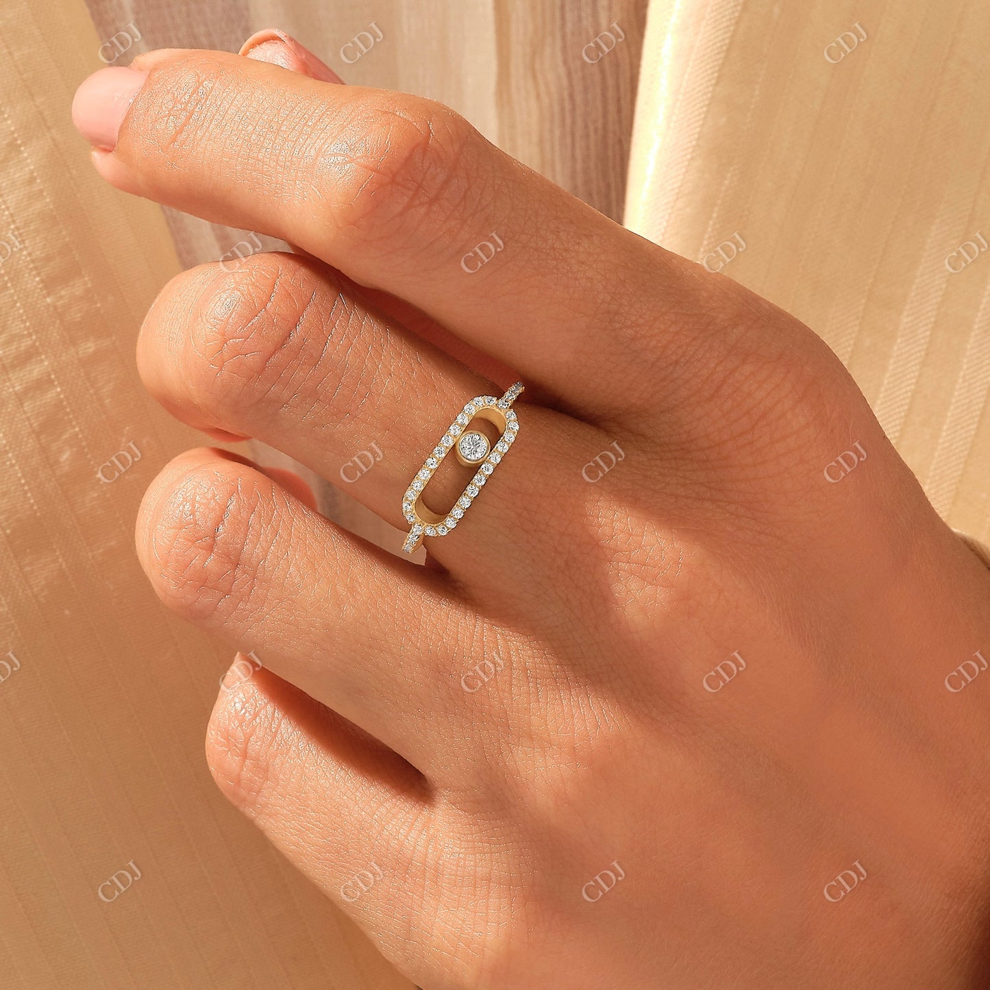 0.43CTW Pave Lab Grown Diamond Paperclip Ring