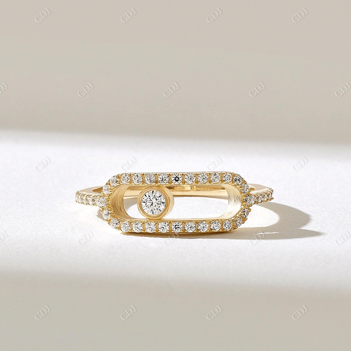 0.43CTW  Earth Mine Diamond Paperclip Ring  customdiamjewel 10KT Yellow Gold VVS-EF