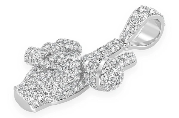 White Gold Peace Sign Mic Diamond Pendant customdiamjewel