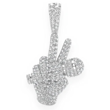 White Gold Peace Sign Mic Diamond Pendant customdiamjewel