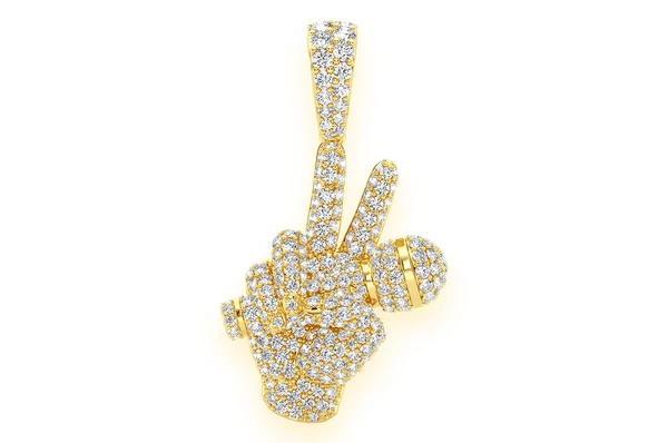 White Gold Peace Sign Mic Diamond Pendant customdiamjewel