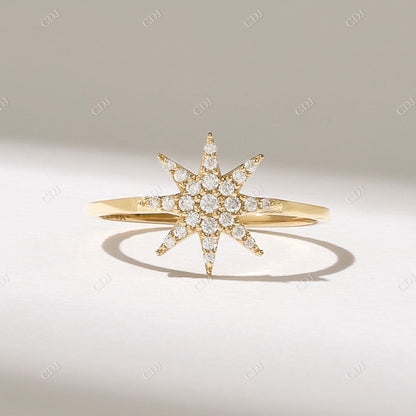 Real 0.16CTW Round Diamond Star Ring  customdiamjewel 10KT Yellow Gold VVS-EF