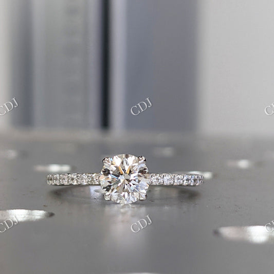 Round Cut Moissanite White Gold Half Eternity Engagement Ring  customdiamjewel 10KT White Gold VVS-EF