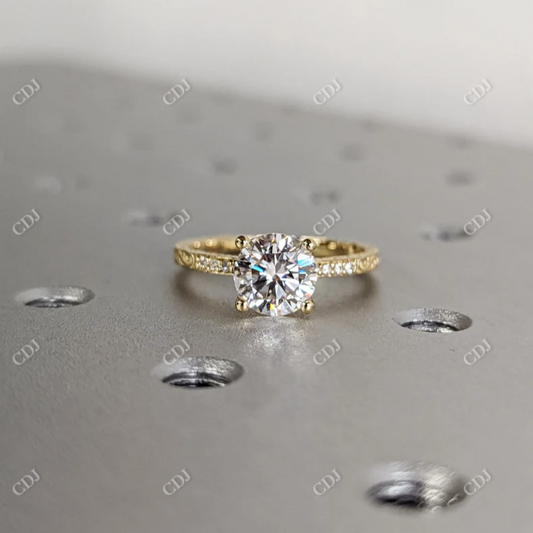 1.5CT Round Cut Moissanite Micro pave Wedding Ring  customdiamjewel 10KT Yellow Gold VVS-EF