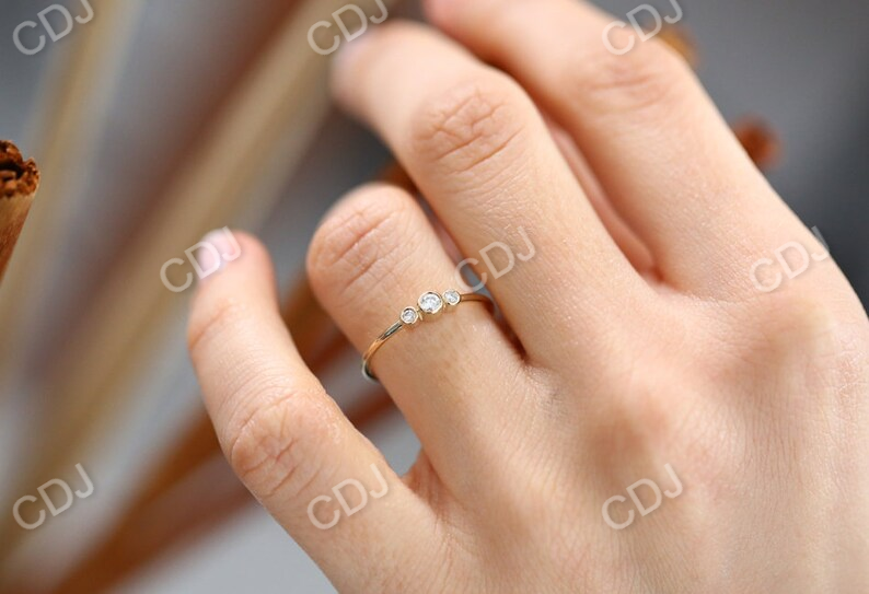 0.14CTW Three Stone Round Brilliant Cut Lab Grown Diamond Ring  customdiamjewel   