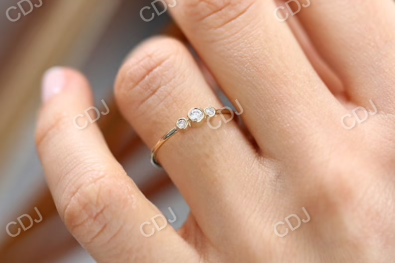 0.14CTW Three Stone Round Brilliant Cut Lab Grown Diamond Ring  customdiamjewel   
