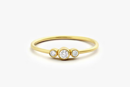 0.14CTW Three Stone Round Brilliant Cut Lab Grown Diamond Ring  customdiamjewel Sterling Silver Yellow Gold VVS-EF