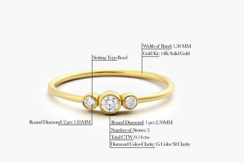 0.14CTW Three Stone Round Brilliant Cut Lab Grown Diamond Ring  customdiamjewel   