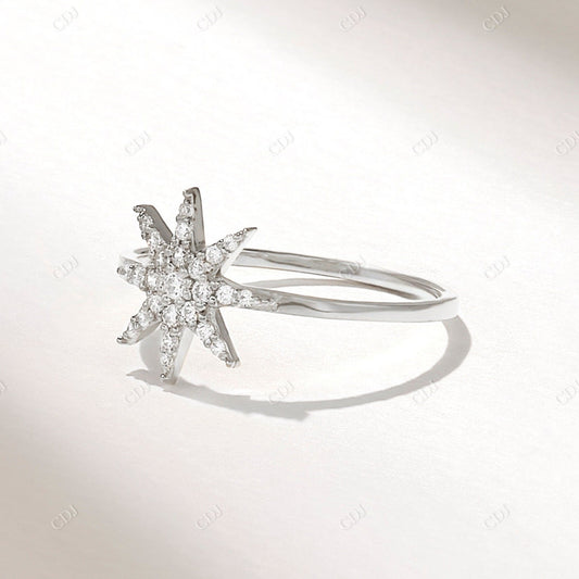 Real 0.16CTW Round Diamond Star Ring  customdiamjewel 10KT White Gold VVS-EF