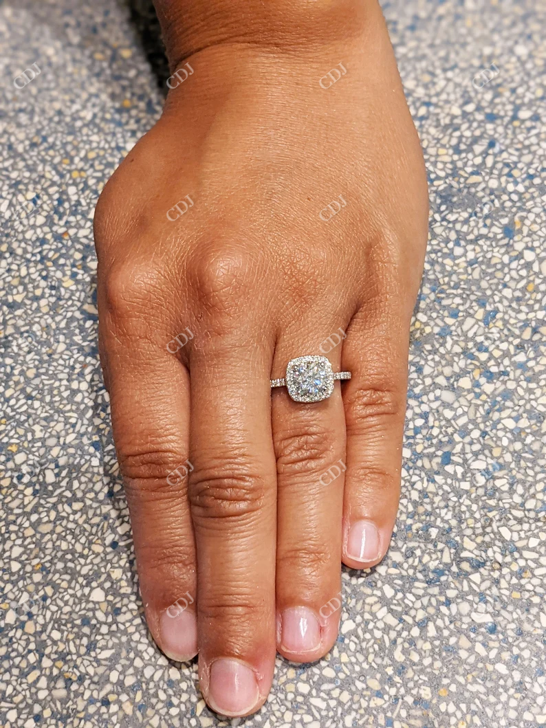 2.0CT Round Halo Moissanite Engagement Ring  customdiamjewel   