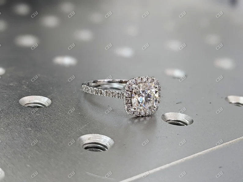 2.0CT Round Halo Moissanite Engagement Ring  customdiamjewel   
