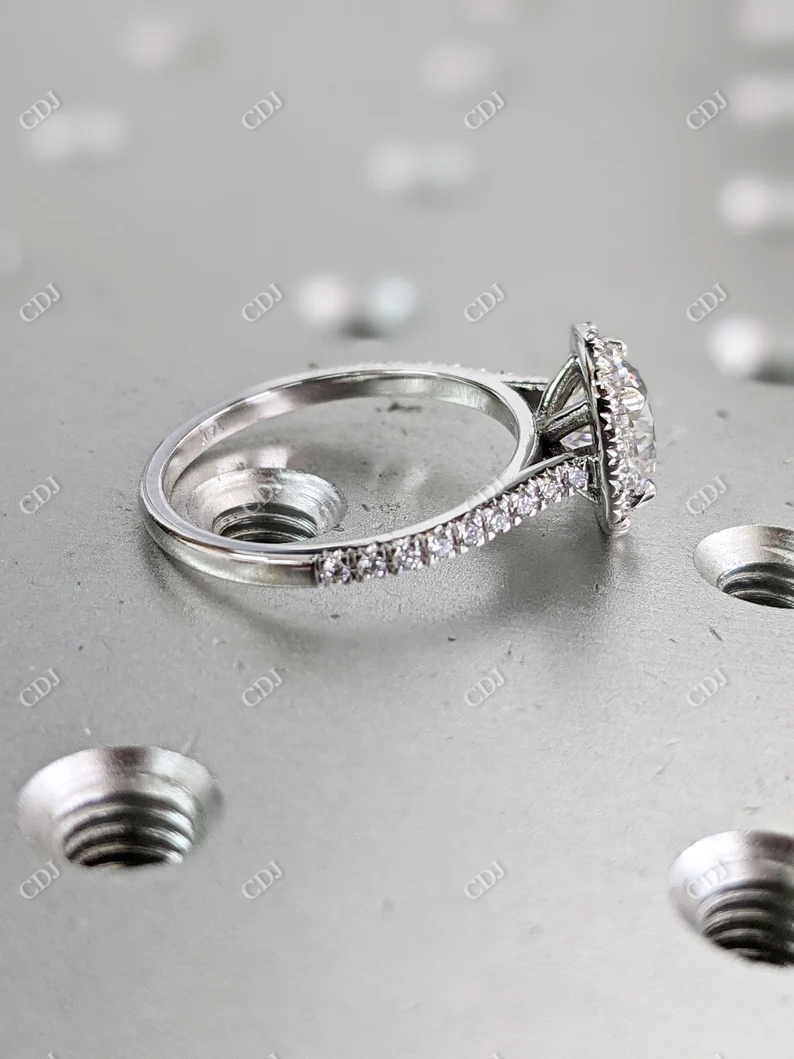 2.0CT Round Halo Moissanite Engagement Ring  customdiamjewel   