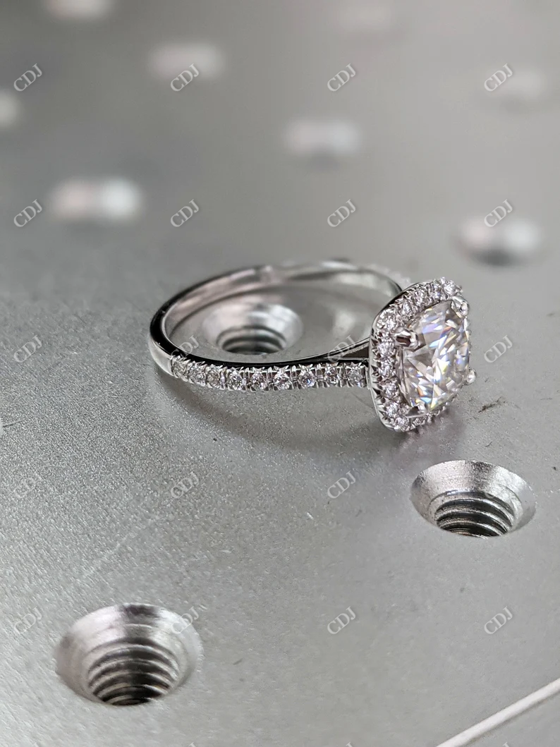 2.0CT Round Halo Moissanite Engagement Ring  customdiamjewel   