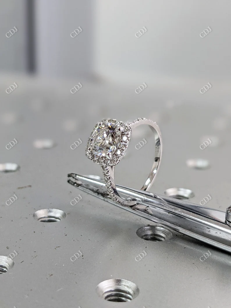 2.0CT Round Halo Moissanite Engagement Ring  customdiamjewel   