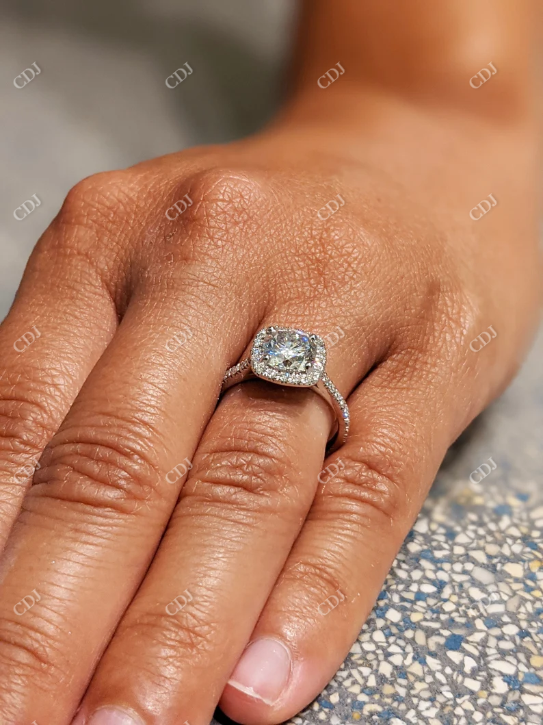 2.0CT Round Halo Moissanite Engagement Ring  customdiamjewel   