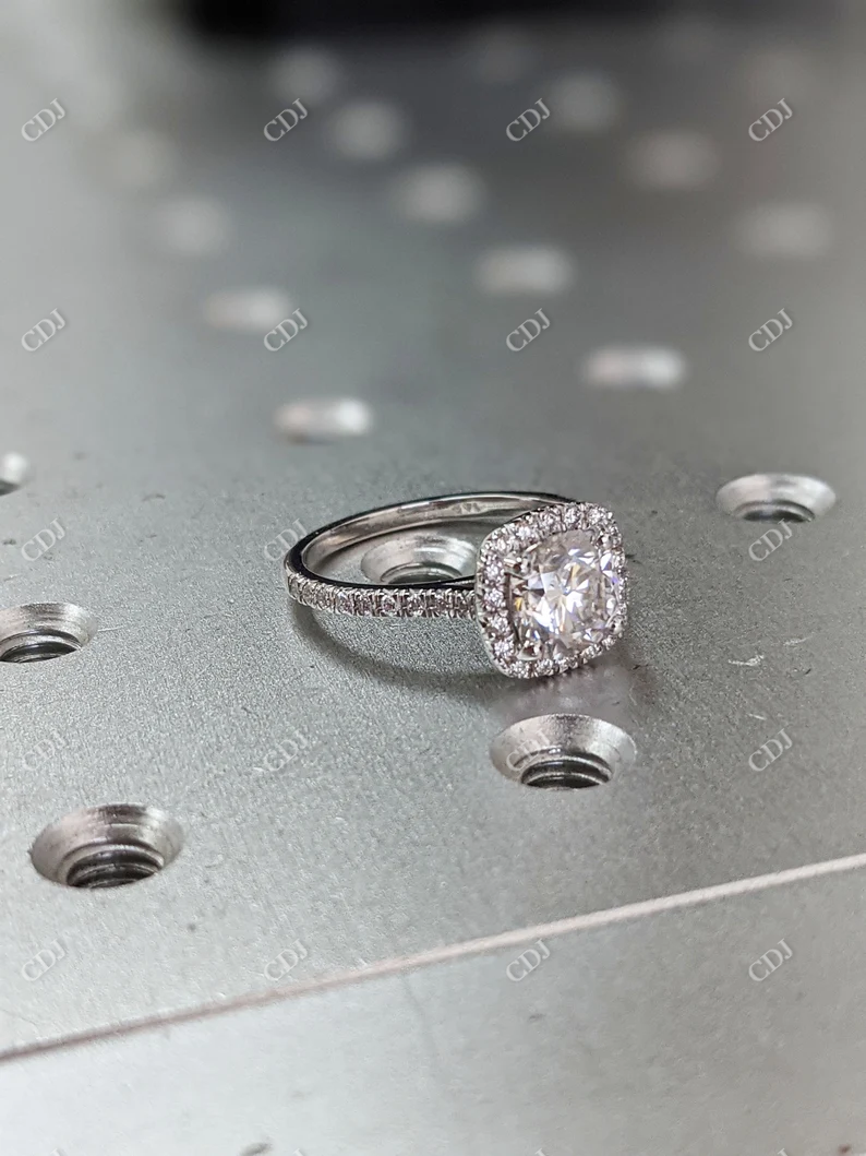 2.0CT Round Halo Moissanite Engagement Ring  customdiamjewel   