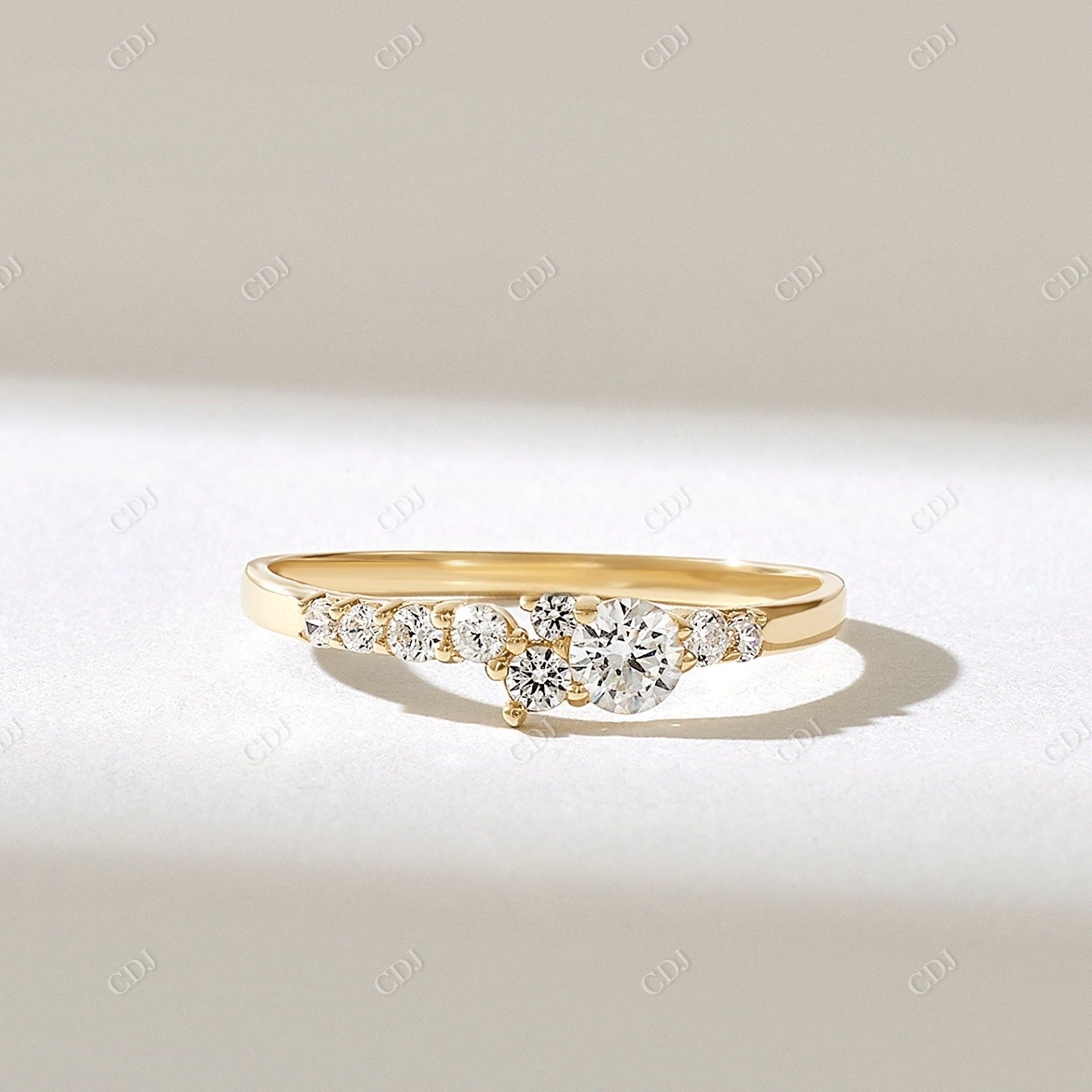 0.73CTW Minimalist Cluster CVD Diamond Wedding Ring  customdiamjewel 10KT Yellow Gold VVS-EF