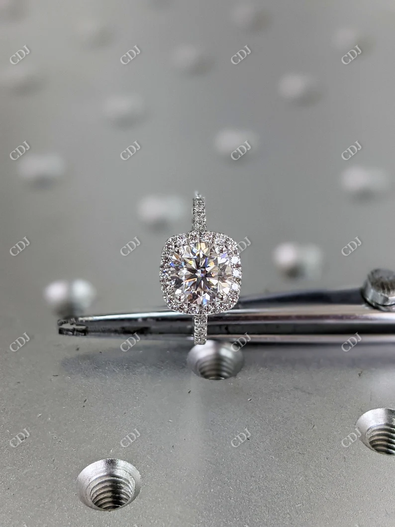 2.0CT Round Halo Moissanite Engagement Ring  customdiamjewel   