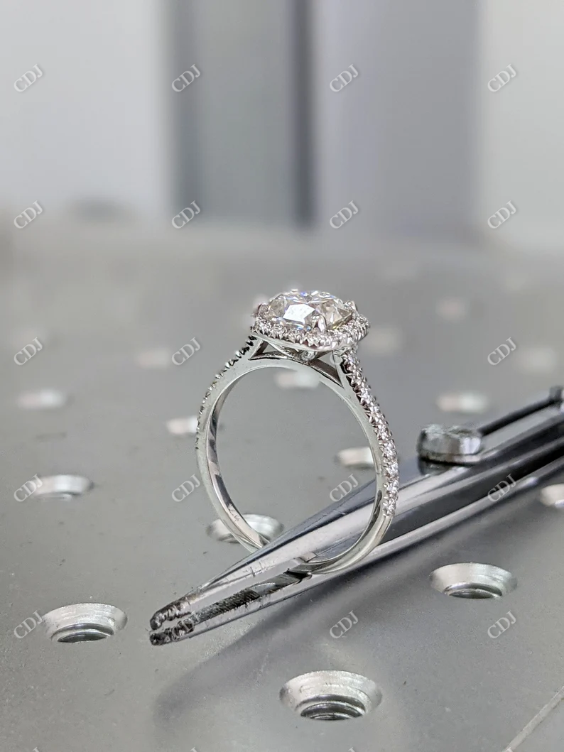 2.0CT Round Halo Moissanite Engagement Ring  customdiamjewel   