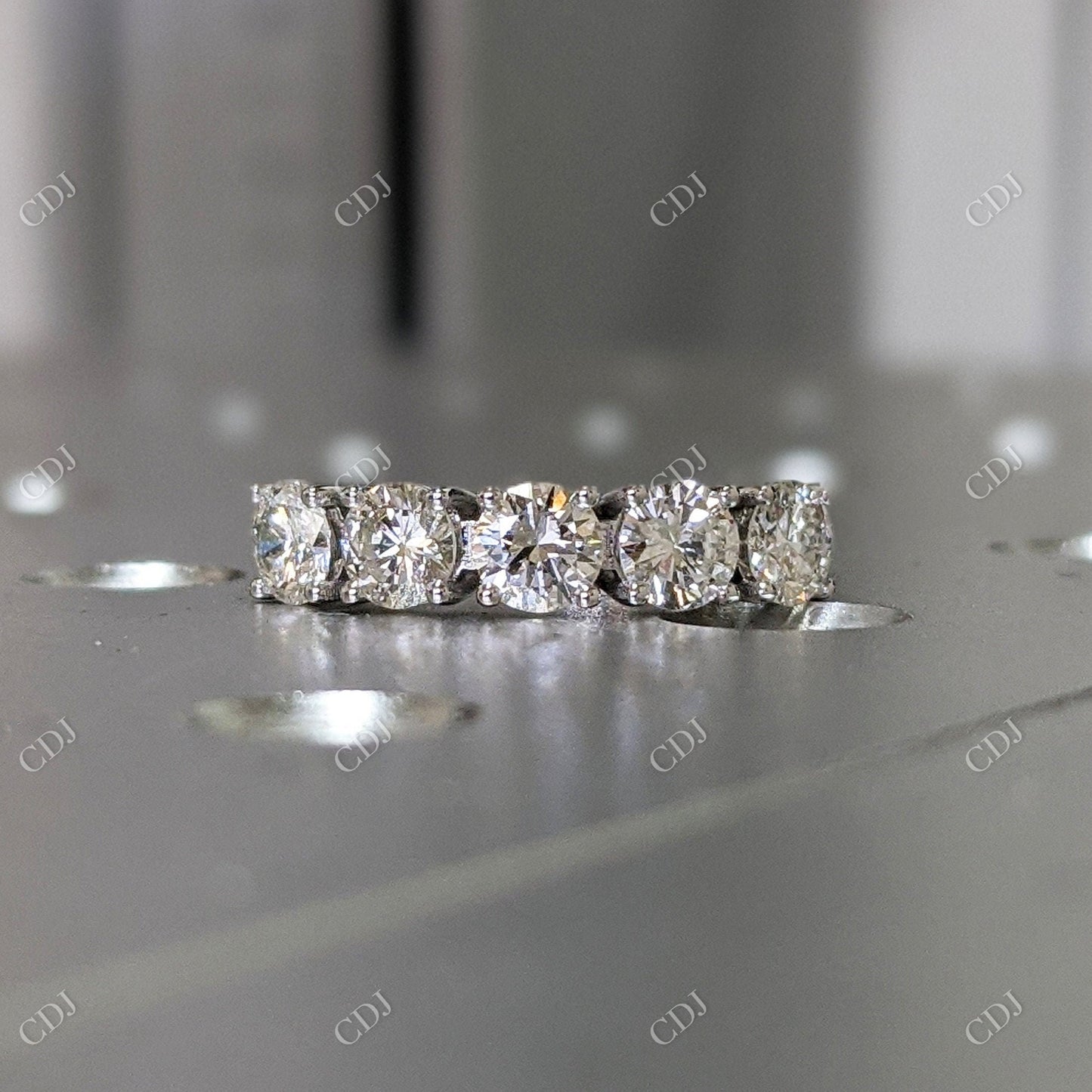 1.00CT Five Stone CVD Diamond 14K Gold Engagement Ring  customdiamjewel 10KT White Gold VVS-EF