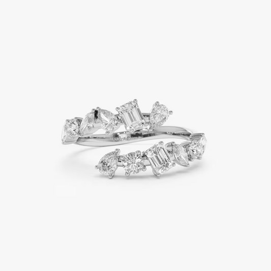 1.01CTW Cross Over Mix Lab grown Diamond Wedding Band  customdiamjewel Sterling Silver White Gold VVS-EF