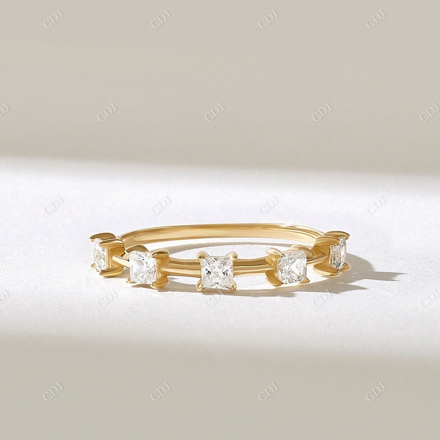 0.50CTW Five Princess Cut Lab Grown Diamond Wedding Band  customdiamjewel 10KT Yellow Gold VVS-EF