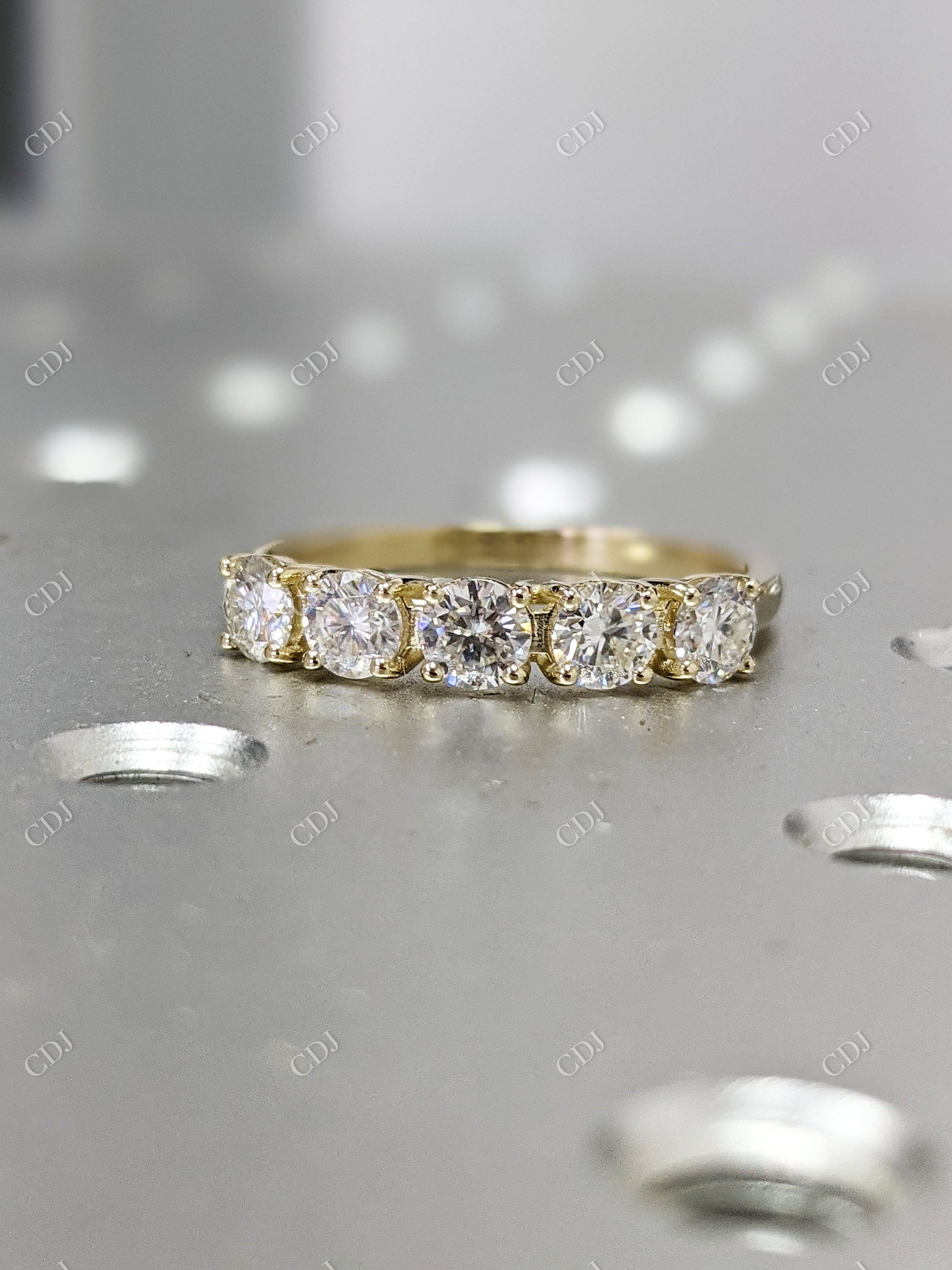 1.00CT Five Stone CVD Diamond 14K Gold Engagement Ring  customdiamjewel 10KT Yellow Gold VVS-EF